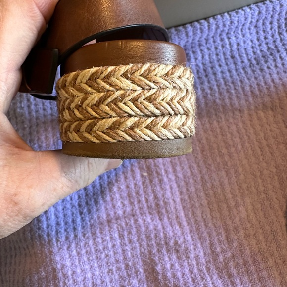 🤎 Naturalizer Leather Platform Sandals Brown Espadrille Ankle Strap 7.5 - Picture 6 of 9